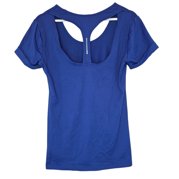 LOLE Cypher Top Blue Open Back Activewear‎ Nylon Stretch Women’s Medium T Shirt - Picture 4 of 10